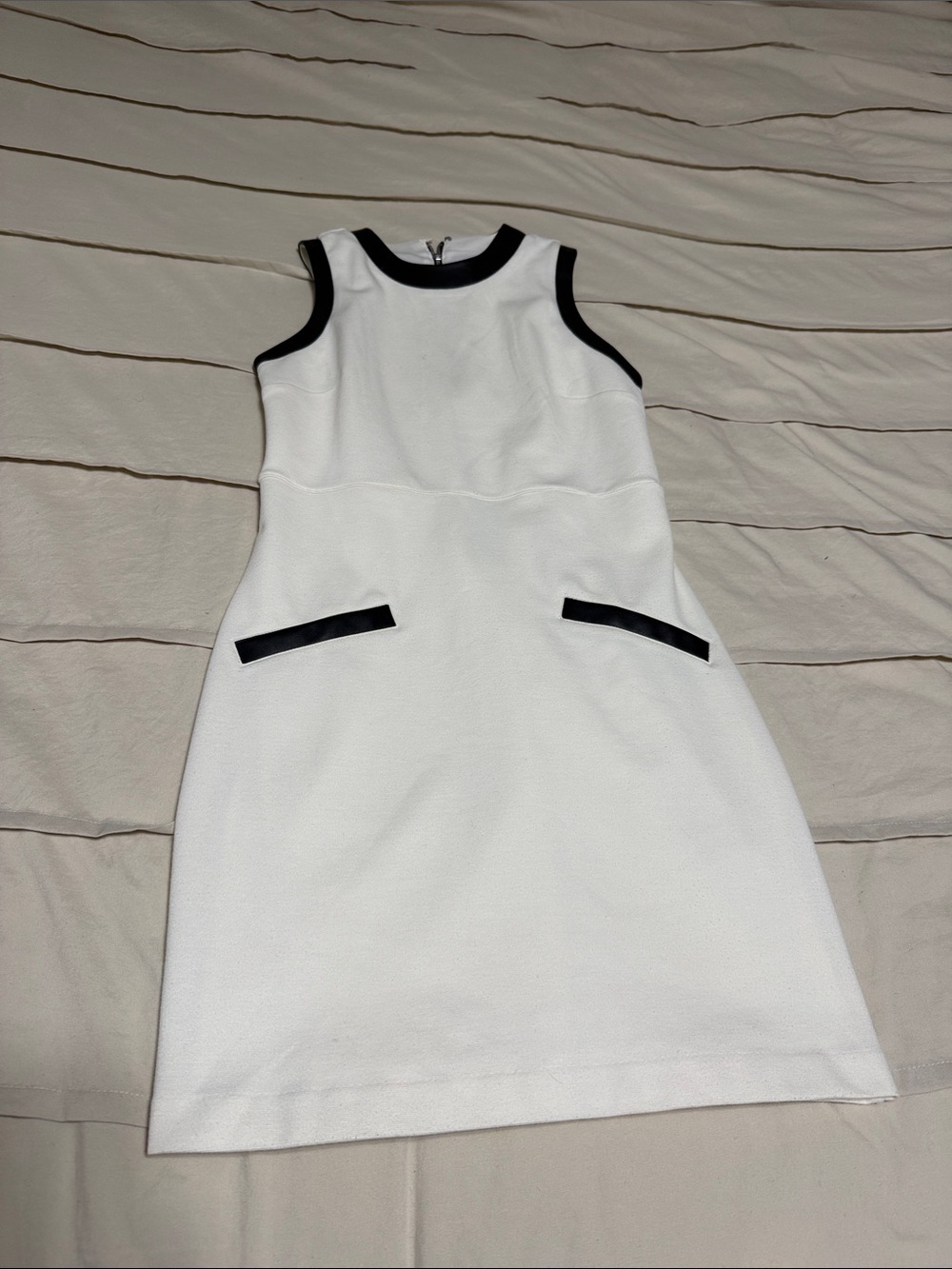 Express White Sleeveless Shift Dress with Black Trim